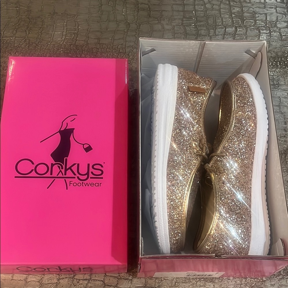 Corkys Rose Gold Glitter Shoes
